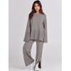 imageANRABESS Womens 2 Piece Outfits Oversized Knit Sweater Set Wide Leg Pant Cozy Lounge Matching Pajama Sets 2025 Trendy ClothesDeep Grey
