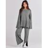 imageANRABESS Womens 2 Piece Outfits Oversized Knit Sweater Set Wide Leg Pant Cozy Lounge Matching Pajama Sets 2025 Trendy ClothesGray