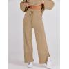 imageANRABESS Womens 2 Piece Outfits Oversized Knit Sweater Set Wide Leg Pant Cozy Lounge Matching Pajama Sets 2025 Trendy ClothesKhaki