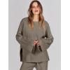 imageANRABESS Womens 2 Piece Outfits Oversized Knit Sweater Set Wide Leg Pant Cozy Lounge Matching Pajama Sets 2025 Trendy ClothesKhaki Green