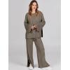 imageANRABESS Womens 2 Piece Outfits Oversized Knit Sweater Set Wide Leg Pant Cozy Lounge Matching Pajama Sets 2025 Trendy ClothesKhaki Green