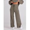 imageANRABESS Womens 2 Piece Outfits Oversized Knit Sweater Set Wide Leg Pant Cozy Lounge Matching Pajama Sets 2025 Trendy ClothesKhaki Green