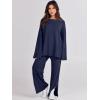 imageANRABESS Womens 2 Piece Outfits Oversized Knit Sweater Set Wide Leg Pant Cozy Lounge Matching Pajama Sets 2025 Trendy ClothesNavy Blue