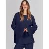 imageANRABESS Womens 2 Piece Outfits Oversized Knit Sweater Set Wide Leg Pant Cozy Lounge Matching Pajama Sets 2025 Trendy ClothesNavy Blue