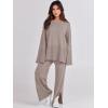 imageANRABESS Womens 2 Piece Outfits Oversized Knit Sweater Set Wide Leg Pant Cozy Lounge Matching Pajama Sets 2025 Trendy ClothesRed Apricot