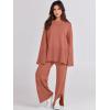 imageANRABESS Womens 2 Piece Outfits Oversized Knit Sweater Set Wide Leg Pant Cozy Lounge Matching Pajama Sets 2025 Trendy ClothesRust
