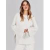 imageANRABESS Womens 2 Piece Outfits Oversized Knit Sweater Set Wide Leg Pant Cozy Lounge Matching Pajama Sets 2025 Trendy ClothesWhite