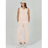imageANRABESS Womens 2 Piece Sets Summer Travel Airplane Outfits Sleeveless Wide Leg Casual Lounge Matching Sweat Set SweatsuitsBeige