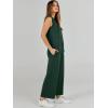 imageANRABESS Womens 2 Piece Sets Summer Travel Airplane Outfits Sleeveless Wide Leg Casual Lounge Matching Sweat Set SweatsuitsDeep Green