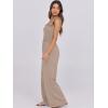 imageANRABESS Womens Casual Summer Jumpsuits Smocked Sleeveless Wide Leg Long Romper Jumpers 2025 Beach Vacation OutfitsTaupe
