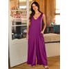 imageANRABESS Womens Casual Summer Loose Jumpsuits Sleeveless Tank V Neck Wide Leg Long Pant Rompers Baggy Jumper with PocketsDark Purple