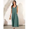 imageANRABESS Womens Casual Summer Loose Jumpsuits Sleeveless Tank V Neck Wide Leg Long Pant Rompers Baggy Jumper with PocketsGreen