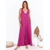 imageANRABESS Womens Casual Summer Loose Jumpsuits Sleeveless Tank V Neck Wide Leg Long Pant Rompers Baggy Jumper with PocketsHot Pink