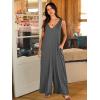 imageANRABESS Womens Casual Summer Loose Jumpsuits Sleeveless Tank V Neck Wide Leg Long Pant Rompers Baggy Jumper with PocketsLight Grey