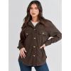 imageANRABESS Womens Corduroy Shacket Button Down Shirts Oversized Long Sleeve Casual Cardigan Jacket 2025 Fall Fashion ClothesBrown