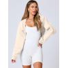 imageANRABESS Womens Cropped Sweatshirt Long Sleeve Bolero Cardigan Open Front Shrug Workout Thumb Hole Y2K Tops Preppy ClothesApricot