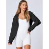 imageANRABESS Womens Cropped Sweatshirt Long Sleeve Bolero Cardigan Open Front Shrug Workout Thumb Hole Y2K Tops Preppy ClothesBlack