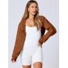 imageANRABESS Womens Cropped Sweatshirt Long Sleeve Bolero Cardigan Open Front Shrug Workout Thumb Hole Y2K Tops Preppy ClothesCaramel