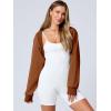imageANRABESS Womens Cropped Sweatshirt Long Sleeve Bolero Cardigan Open Front Shrug Workout Thumb Hole Y2K Tops Preppy ClothesCaramel