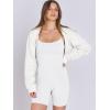 imageANRABESS Womens Cropped Sweatshirt Long Sleeve Bolero Cardigan Open Front Shrug Workout Thumb Hole Y2K Tops Preppy ClothesCream White