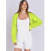 imageANRABESS Womens Cropped Sweatshirt Long Sleeve Bolero Cardigan Open Front Shrug Workout Thumb Hole Y2K Tops Preppy ClothesNeon Green