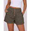 imageANRABESS Womens Denim Shorts Summer Baggy High Waisted Flowy Wide Leg Buttons Pleated Casual Jean Shorts 2025 Fashion SkortsArmy Green