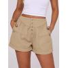 imageANRABESS Womens Denim Shorts Summer Baggy High Waisted Flowy Wide Leg Buttons Pleated Casual Jean Shorts 2025 Fashion SkortsKhaki