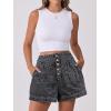 imageANRABESS Womens Denim Shorts Summer Baggy High Waisted Flowy Wide Leg Buttons Pleated Casual Jean Shorts 2025 Fashion SkortsWashed Dark Grey
