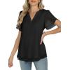 imageANRABESS Womens Dressy Casual Blouses Chiffon V Neck Petal Short Sleeve Shirts 2025 Summer Business Work TopsBlack