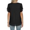 imageANRABESS Womens Dressy Casual Blouses Chiffon V Neck Petal Short Sleeve Shirts 2025 Summer Business Work TopsBlack
