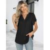 imageANRABESS Womens Dressy Casual Blouses Chiffon V Neck Petal Short Sleeve Shirts 2025 Summer Business Work TopsBlack