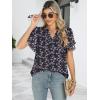 imageANRABESS Womens Dressy Casual Blouses Chiffon V Neck Petal Short Sleeve Shirts 2025 Summer Business Work TopsBlack Floral