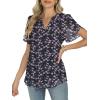 imageANRABESS Womens Dressy Casual Blouses Chiffon V Neck Petal Short Sleeve Shirts 2025 Summer Business Work TopsBlack Floral