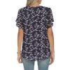 imageANRABESS Womens Dressy Casual Blouses Chiffon V Neck Petal Short Sleeve Shirts 2025 Summer Business Work TopsBlack Floral