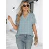 imageANRABESS Womens Dressy Casual Blouses Chiffon V Neck Petal Short Sleeve Shirts 2025 Summer Business Work TopsBlue Floral