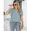 imageANRABESS Womens Dressy Casual Blouses Chiffon V Neck Petal Short Sleeve Shirts 2025 Summer Business Work TopsBlue Floral