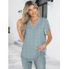 imageANRABESS Womens Dressy Casual Blouses Chiffon V Neck Petal Short Sleeve Shirts 2025 Summer Business Work TopsBlue Floral