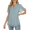 imageANRABESS Womens Dressy Casual Blouses Chiffon V Neck Petal Short Sleeve Shirts 2025 Summer Business Work TopsBlue Floral