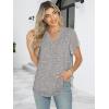 imageANRABESS Womens Dressy Casual Blouses Chiffon V Neck Petal Short Sleeve Shirts 2025 Summer Business Work TopsKhaki White Dot