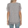 imageANRABESS Womens Dressy Casual Blouses Chiffon V Neck Petal Short Sleeve Shirts 2025 Summer Business Work TopsKhaki White Dot