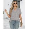 imageANRABESS Womens Dressy Casual Blouses Chiffon V Neck Petal Short Sleeve Shirts 2025 Summer Business Work TopsKhaki White Dot