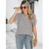 imageANRABESS Womens Dressy Casual Blouses Chiffon V Neck Petal Short Sleeve Shirts 2025 Summer Business Work TopsKhaki White Dot