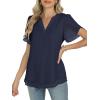 imageANRABESS Womens Dressy Casual Blouses Chiffon V Neck Petal Short Sleeve Shirts 2025 Summer Business Work TopsNavy Blue