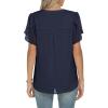 imageANRABESS Womens Dressy Casual Blouses Chiffon V Neck Petal Short Sleeve Shirts 2025 Summer Business Work TopsNavy Blue