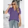 imageANRABESS Womens Dressy Casual Blouses Chiffon V Neck Petal Short Sleeve Shirts 2025 Summer Business Work TopsPurple