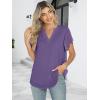 imageANRABESS Womens Dressy Casual Blouses Chiffon V Neck Petal Short Sleeve Shirts 2025 Summer Business Work TopsPurple