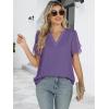 imageANRABESS Womens Dressy Casual Blouses Chiffon V Neck Petal Short Sleeve Shirts 2025 Summer Business Work TopsPurple