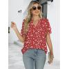 imageANRABESS Womens Dressy Casual Blouses Chiffon V Neck Petal Short Sleeve Shirts 2025 Summer Business Work TopsRed White Dot
