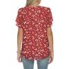 imageANRABESS Womens Dressy Casual Blouses Chiffon V Neck Petal Short Sleeve Shirts 2025 Summer Business Work TopsRed White Dot