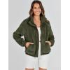 imageANRABESS Womens Fleece Jacket Casual Long Sleeve Cropped Sherpa Button Down Fuzzy Warm Coats Fall Outwear With PocketsArmy Green